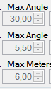 3. Max angle/max meters