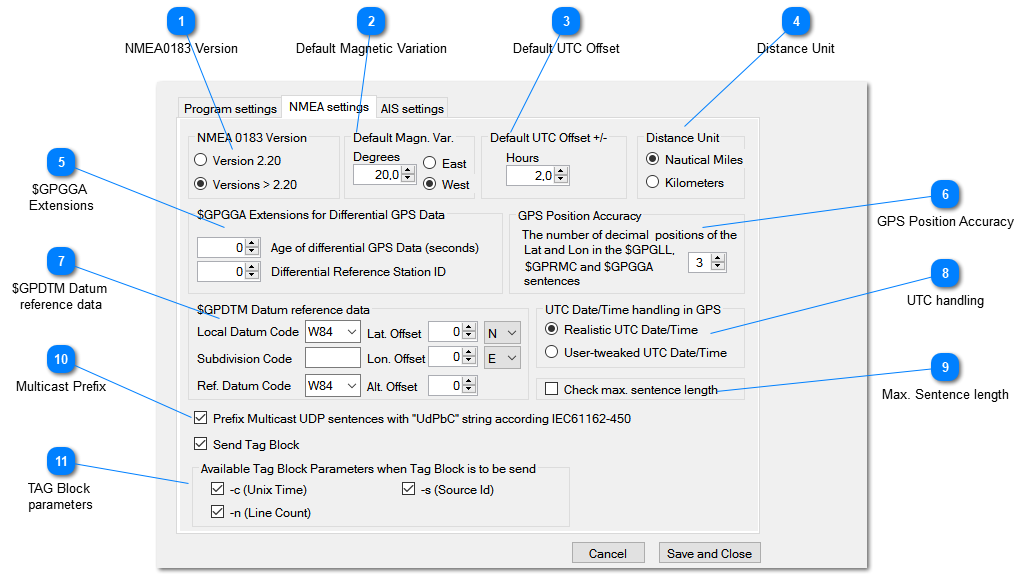 NMEA settings