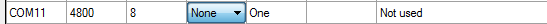 2. Serial port parameters row