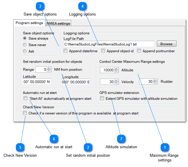 Program settings