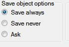 3. Save object options