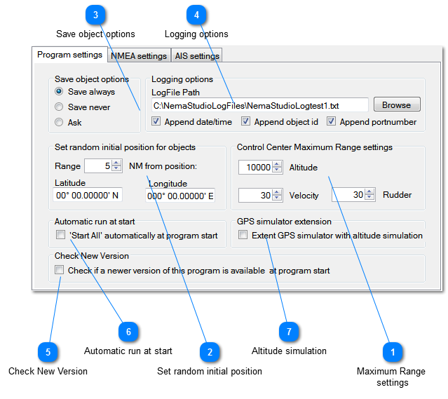 Program settings